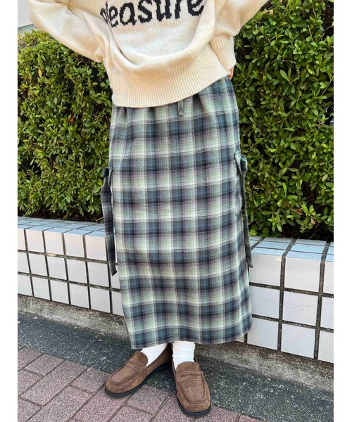 WC（ダブル シー）の「チェックカーゴロングスカート（スカート・レディース・ピンク/グリーン/ブラウン・FREE）」の11枚目の写真