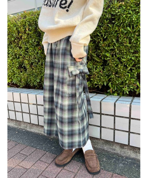 WC（ダブル シー）の「チェックカーゴロングスカート（スカート・レディース・ピンク/グリーン/ブラウン・FREE）」の12枚目の写真