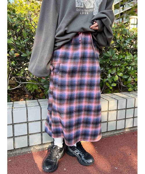 WC（ダブル シー）の「チェックカーゴロングスカート（スカート・レディース・ピンク/グリーン/ブラウン・FREE）」の18枚目の写真