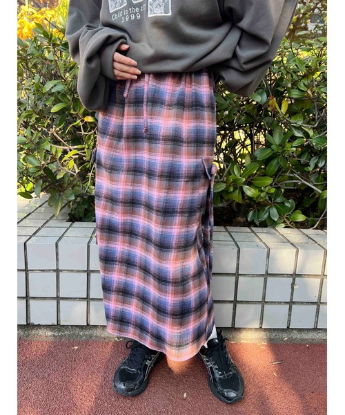 WC（ダブル シー）の「チェックカーゴロングスカート（スカート・レディース・ピンク/グリーン/ブラウン・FREE）」の21枚目の写真