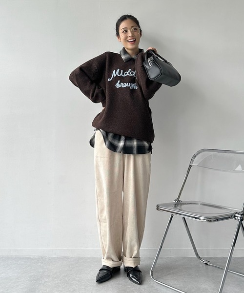 AS KNOW AS plus（アズノゥアズプラス）の「◇チェーンロゴ刺繍ニットプルオーバー（ニット/セーター・レディース・ベージュ系/グレー系/ブラウン系/ネイビー系/レッド系・FREE）」の19枚目の写真