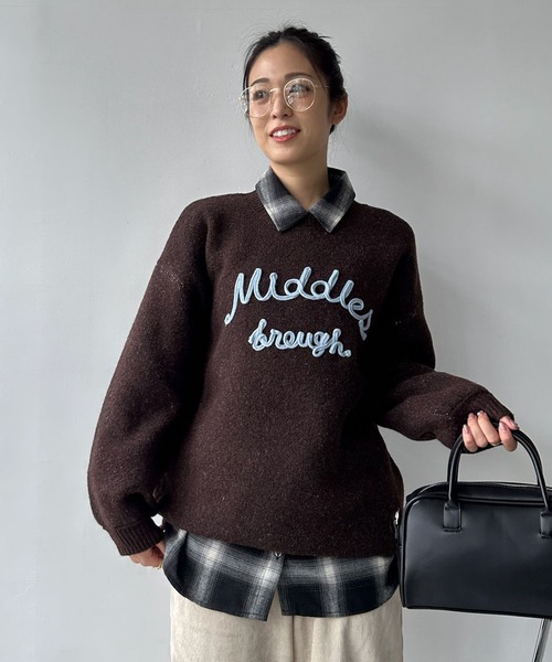 AS KNOW AS plus（アズノゥアズプラス）の「◇チェーンロゴ刺繍ニットプルオーバー（ニット/セーター・レディース・ベージュ系/グレー系/ブラウン系/ネイビー系/レッド系・FREE）」の12枚目の写真