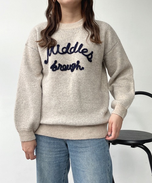 AS KNOW AS plus（アズノゥアズプラス）の「◇チェーンロゴ刺繍ニットプルオーバー（ニット/セーター・レディース・ベージュ系/グレー系/ブラウン系/ネイビー系/レッド系・FREE）」の21枚目の写真