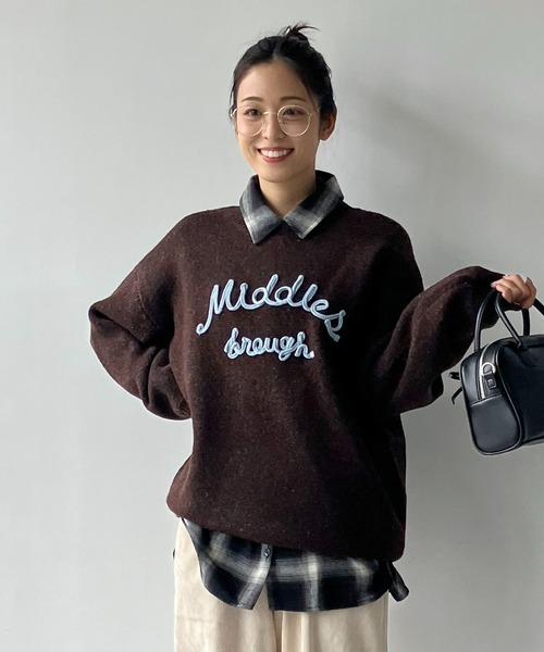 AS KNOW AS plus（アズノゥアズプラス）の「◇チェーンロゴ刺繍ニットプルオーバー（ニット/セーター・レディース・ベージュ系/グレー系/ブラウン系/ネイビー系/レッド系・FREE）」の11枚目の写真