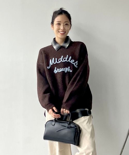 AS KNOW AS plus（アズノゥアズプラス）の「◇チェーンロゴ刺繍ニットプルオーバー（ニット/セーター・レディース・ベージュ系/グレー系/ブラウン系/ネイビー系/レッド系・FREE）」の13枚目の写真