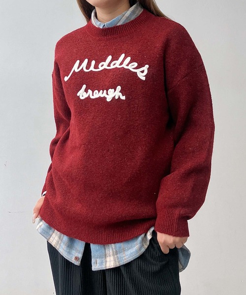 セール】◇チェーンロゴ刺繍ニットプルオーバー（ニット/セーター