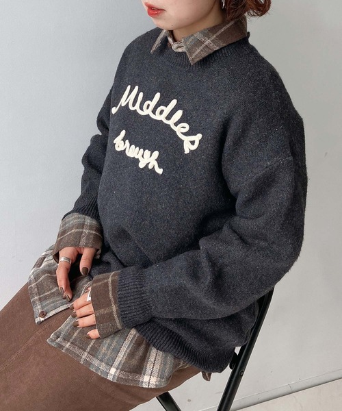 セール】◇チェーンロゴ刺繍ニットプルオーバー（ニット/セーター