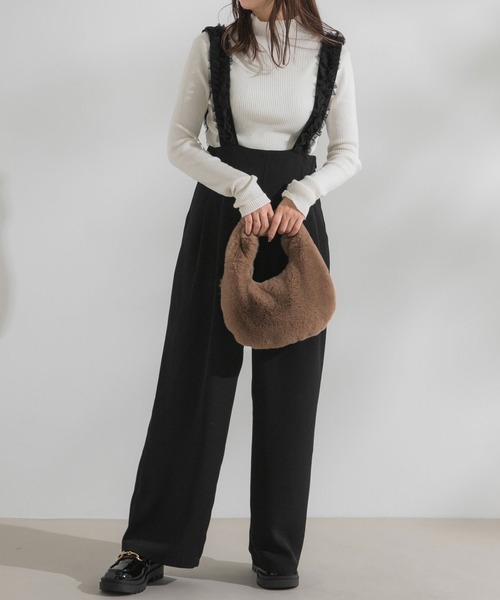 rectangle(レクタングル)の「ハイウエストフリルサスペンダーパンツ【大きいサイズ有】(その他パンツ・レディース・グレー/ブラック/アイボリー・MEDIUM/LARGE/X-LARGE/XX-LARGE)」の7枚目の写真