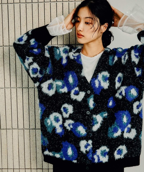 LEPSIM（レプシィム）の「5ゲージフラワー柄Vネックカーディガン