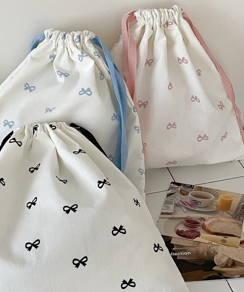 巾着＆ポーチ＆エコバック♡にゃんこと女の子 ポーチ＆巾着＆エコバッグにゃんこ