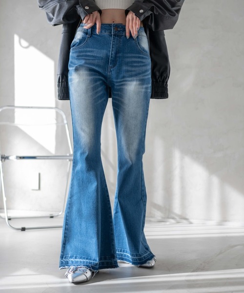 SPORTMAX ANGRI ローライズオーバーサイズ デニム パンツ セール】WEGO/【25年春夏新作】ローライズスーパーフレアデニム