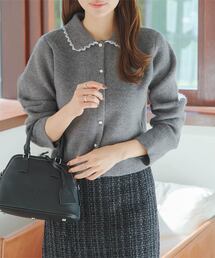 KOBE LETTUCE | ピコレース襟付きニットカーディガン(カーディガン/ボレロ)