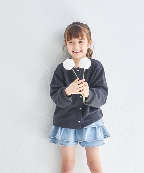 pairmanon（ペアマノン）の「【軽やかスウェット】裏毛 ハートボタン 長袖 カーディガン（カーディガン/ボレロ・キッズ・ベージュ/ブラック/アイボリー・150/110/130/90/140/120/100）」の11枚目の写真