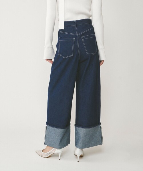 ☆バイカラーロゴプリントロールアップパンツ/KIMHEKIM☆ AMBIDEX Store ○○COTTONギャバ FRILL パンツ(F OFF WHITE