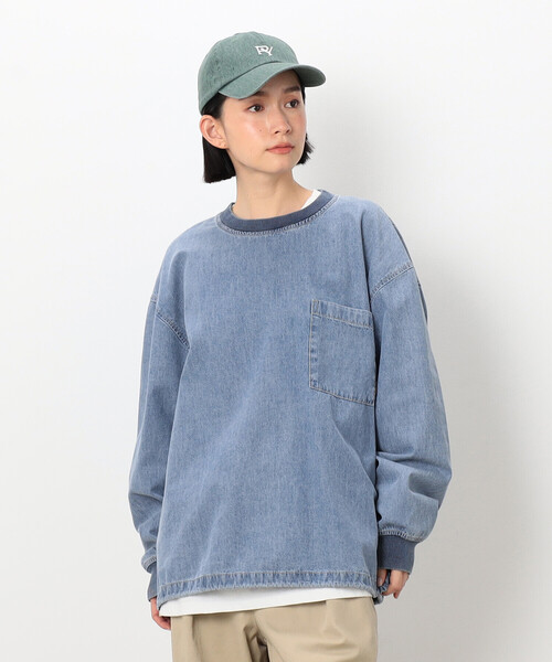 Purple&Yellow（パープルアンドイエロー）の「デニムクルーネックプルオーバー（Tシャツ/カットソー・メンズ・ブラック/ケミカルウォッシュ・LARGE/MEDIUM/SMALL）」の8枚目の写真