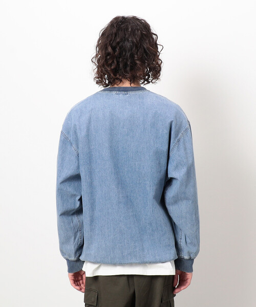 Purple&Yellow（パープルアンドイエロー）の「デニムクルーネックプルオーバー（Tシャツ/カットソー・メンズ・ブラック/ケミカルウォッシュ・LARGE/MEDIUM/SMALL）」の13枚目の写真