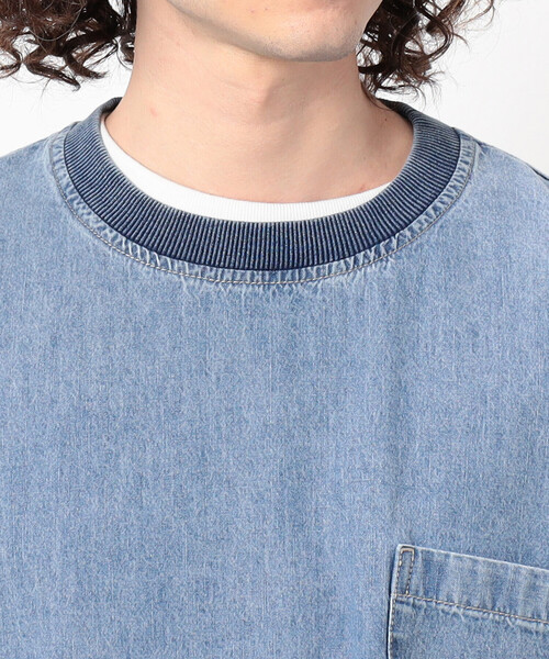 Purple&Yellow（パープルアンドイエロー）の「デニムクルーネックプルオーバー（Tシャツ/カットソー・メンズ・ブラック/ケミカルウォッシュ・LARGE/MEDIUM/SMALL）」の14枚目の写真