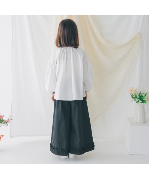 NHT（エヌエイチティー）の「エヌエイチティー 配色ギャザーブラウス（シャツ/ブラウス・キッズ・ラベンダー/アイボリー/ブラック・120cm/130cm/140cm/150cm/160cm/110cm）」の7枚目の写真