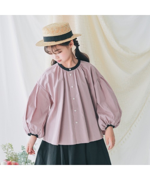 NHT（エヌエイチティー）の「エヌエイチティー 配色ギャザーブラウス（シャツ/ブラウス・キッズ・ラベンダー/アイボリー/ブラック・120cm/130cm/140cm/150cm/160cm/110cm）」の11枚目の写真