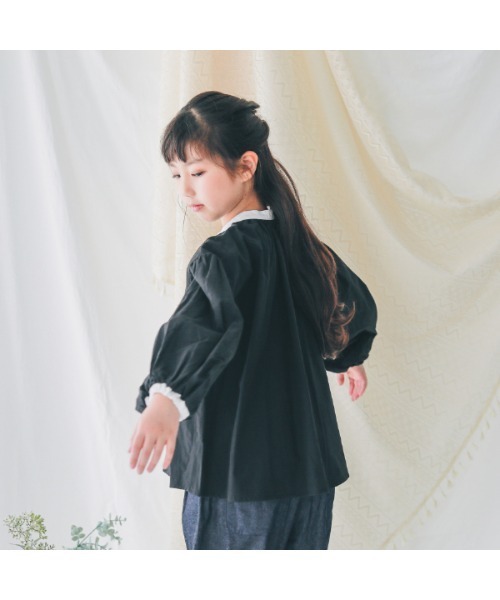 NHT（エヌエイチティー）の「エヌエイチティー 配色ギャザーブラウス（シャツ/ブラウス・キッズ・ラベンダー/アイボリー/ブラック・120cm/130cm/140cm/150cm/160cm/110cm）」の18枚目の写真