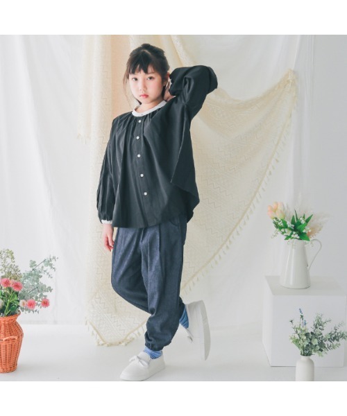 NHT（エヌエイチティー）の「エヌエイチティー 配色ギャザーブラウス（シャツ/ブラウス・キッズ・ラベンダー/アイボリー/ブラック・120cm/130cm/140cm/150cm/160cm/110cm）」の21枚目の写真