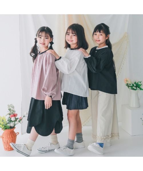 NHT（エヌエイチティー）の「エヌエイチティー 配色ギャザーブラウス（シャツ/ブラウス・キッズ・ラベンダー/アイボリー/ブラック・120cm/130cm/140cm/150cm/160cm/110cm）」の8枚目の写真