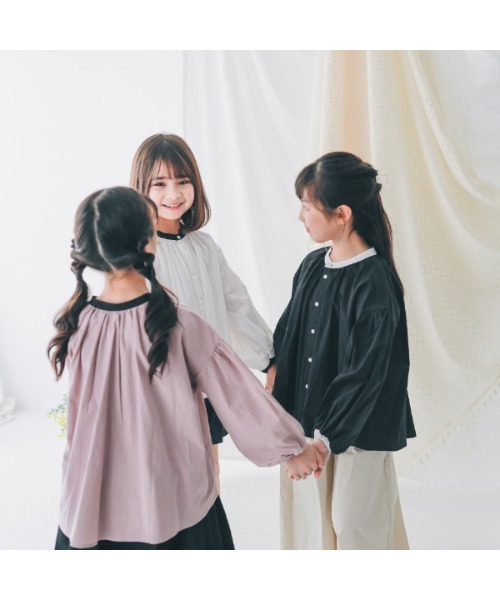 NHT（エヌエイチティー）の「エヌエイチティー 配色ギャザーブラウス（シャツ/ブラウス・キッズ・ラベンダー/アイボリー/ブラック・120cm/130cm/140cm/150cm/160cm/110cm）」の12枚目の写真