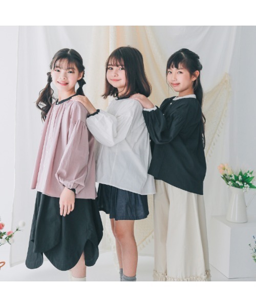 NHT（エヌエイチティー）の「エヌエイチティー 配色ギャザーブラウス（シャツ/ブラウス・キッズ・ラベンダー/アイボリー/ブラック・120cm/130cm/140cm/150cm/160cm/110cm）」の20枚目の写真