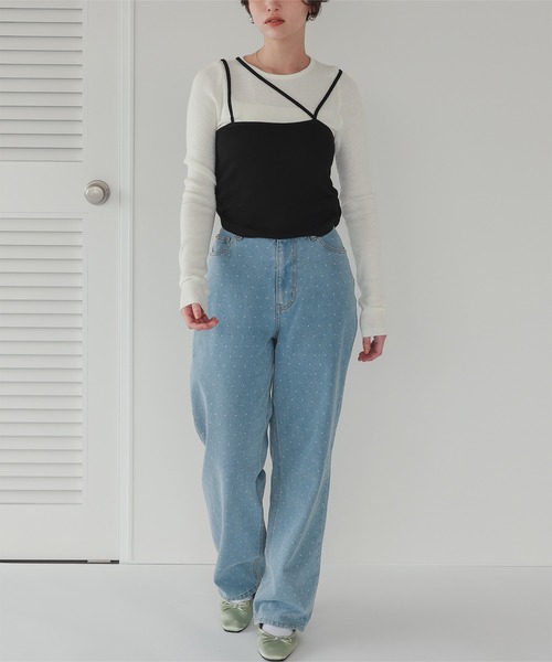 titivate(ティティベイト)の「アシメレイヤードキャミソールセットトップス(Tシャツ/カットソー・レディース・ブルー/ブラック/グレー・FREE)」の4枚目の写真