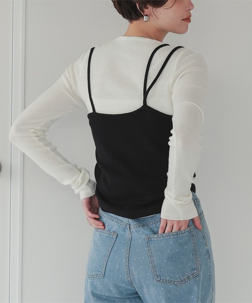 titivate(ティティベイト)の「アシメレイヤードキャミソールセットトップス(Tシャツ/カットソー・レディース・ブルー/ブラック/グレー・FREE)」の8枚目の写真