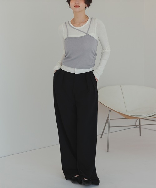 titivate(ティティベイト)の「アシメレイヤードキャミソールセットトップス(Tシャツ/カットソー・レディース・ブルー/ブラック/グレー・FREE)」の14枚目の写真