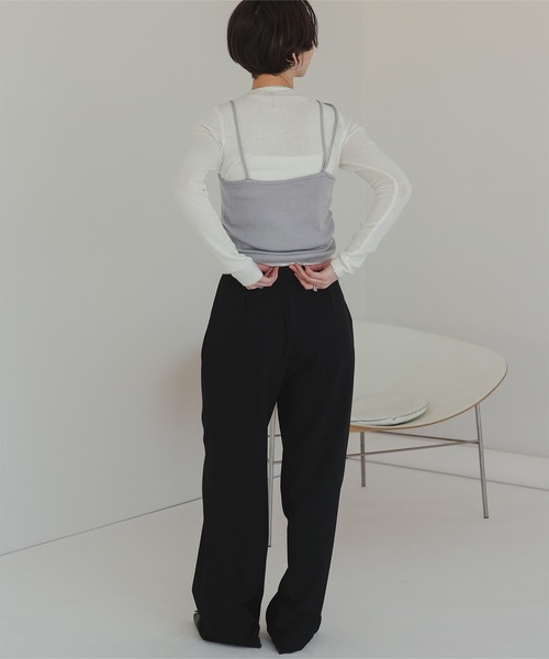 titivate(ティティベイト)の「アシメレイヤードキャミソールセットトップス(Tシャツ/カットソー・レディース・ブルー/ブラック/グレー・FREE)」の15枚目の写真