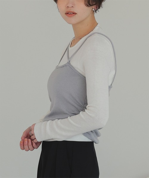titivate(ティティベイト)の「アシメレイヤードキャミソールセットトップス(Tシャツ/カットソー・レディース・ブルー/ブラック/グレー・FREE)」の16枚目の写真