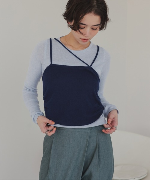 titivate(ティティベイト)の「アシメレイヤードキャミソールセットトップス(Tシャツ/カットソー・レディース・ブルー/ブラック/グレー・FREE)」の20枚目の写真