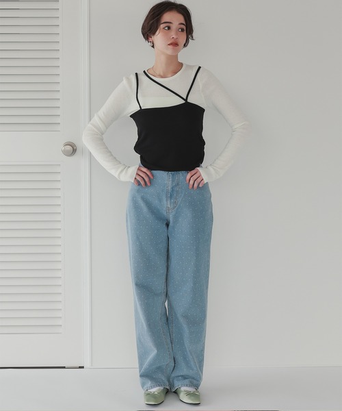titivate(ティティベイト)の「アシメレイヤードキャミソールセットトップス(Tシャツ/カットソー・レディース・ブルー/ブラック/グレー・FREE)」の10枚目の写真