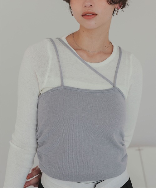 titivate(ティティベイト)の「アシメレイヤードキャミソールセットトップス(Tシャツ/カットソー・レディース・ブルー/ブラック/グレー・FREE)」の11枚目の写真