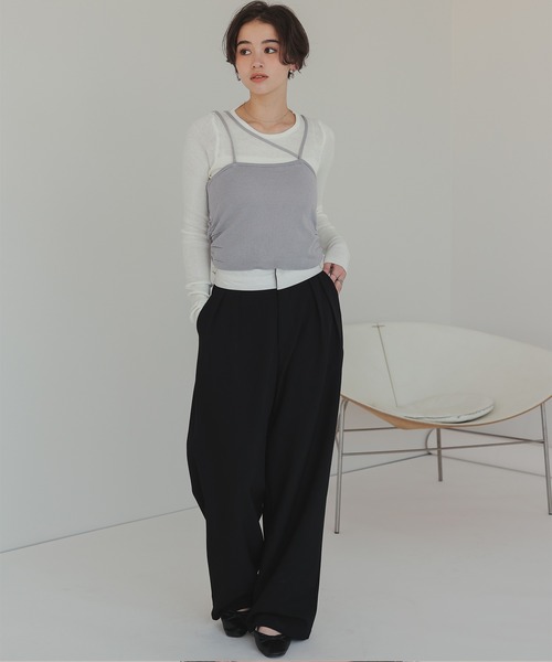 titivate(ティティベイト)の「アシメレイヤードキャミソールセットトップス(Tシャツ/カットソー・レディース・ブルー/ブラック/グレー・FREE)」の21枚目の写真