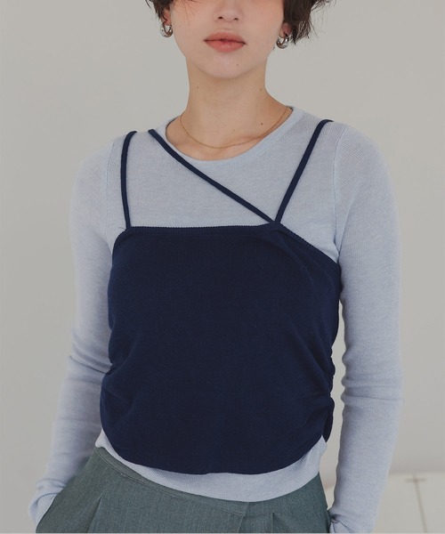 titivate(ティティベイト)の「アシメレイヤードキャミソールセットトップス(Tシャツ/カットソー・レディース・ブルー/ブラック/グレー・FREE)」の22枚目の写真