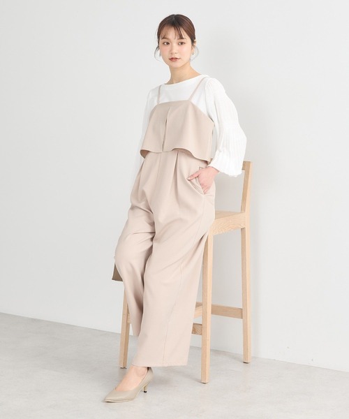 earth music&ecology（アースミュージックアンドエコロジー）の「デザインキャミサロペット（サロペット/オーバーオール・レディース・ミント/ベージュ/ブラック・FREE）」の2枚目の写真