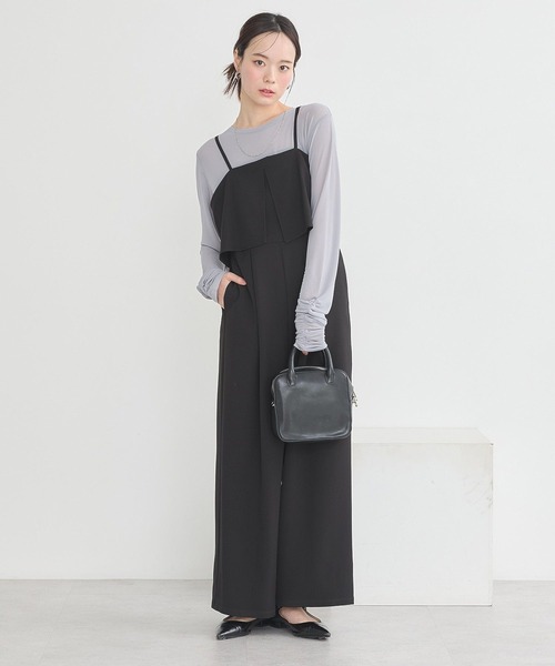 earth music&ecology（アースミュージックアンドエコロジー）の「デザインキャミサロペット（サロペット/オーバーオール・レディース・ミント/ベージュ/ブラック・FREE）」の14枚目の写真