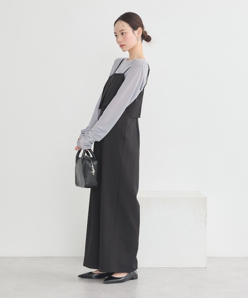 earth music&ecology（アースミュージックアンドエコロジー）の「デザインキャミサロペット（サロペット/オーバーオール・レディース・ミント/ベージュ/ブラック・FREE）」の16枚目の写真