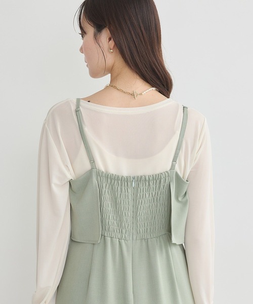 earth music&ecology（アースミュージックアンドエコロジー）の「デザインキャミサロペット（サロペット/オーバーオール・レディース・ミント/ベージュ/ブラック・FREE）」の9枚目の写真