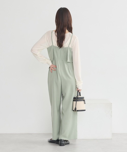 earth music&ecology（アースミュージックアンドエコロジー）の「デザインキャミサロペット（サロペット/オーバーオール・レディース・ミント/ベージュ/ブラック・FREE）」の7枚目の写真