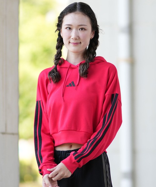 adidas（アディダス）の「adidas/アディダス クロップド丈パーカー KVC41（パーカー・レディース・レッド/ブラック×ホワイト・M/L）」の10枚目の写真