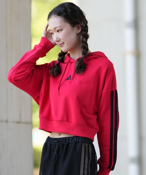 adidas（アディダス）の「adidas/アディダス クロップド丈パーカー KVC41（パーカー・レディース・レッド/ブラック×ホワイト・M/L）」の11枚目の写真
