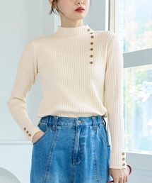 <大きいサイズ> ボトルネックリブニットプルオーバー