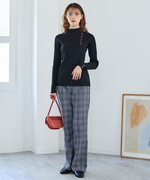 SMILE LAND（スマイルランド）の「＜大きいサイズ＞ ボトルネックリブニットプルオーバー（ニット/セーター・レディース・オフホワイト/ブラック/ワイン/ネイビー/ブラック系・LL/3L/4L/5L/L）」の19枚目の写真