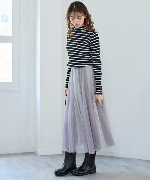 SMILE LAND（スマイルランド）の「＜大きいサイズ＞ ボトルネックリブニットプルオーバー（ニット/セーター・レディース・オフホワイト/ブラック/ワイン/ネイビー/ブラック系・LL/3L/4L/5L/L）」の20枚目の写真