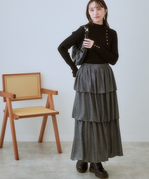 SMILE LAND（スマイルランド）の「＜大きいサイズ＞ ボトルネックリブニットプルオーバー（ニット/セーター・レディース・オフホワイト/ブラック/ワイン/ネイビー/ブラック系・LL/3L/4L/5L/L）」の6枚目の写真