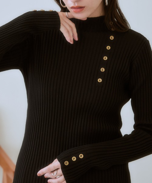 SMILE LAND（スマイルランド）の「＜大きいサイズ＞ ボトルネックリブニットプルオーバー（ニット/セーター・レディース・オフホワイト/ブラック/ワイン/ネイビー/ブラック系・LL/3L/4L/5L/L）」の10枚目の写真